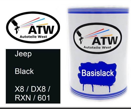 Jeep, Black, X8 / DX8 / RXN / 601: 500ml Lackdose, von ATW Autoteile West.